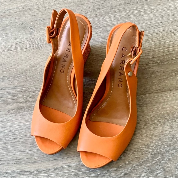 CARRANO | Shoes | Carrano Leather Woven Heels Peep Toe Slingback | Poshmark